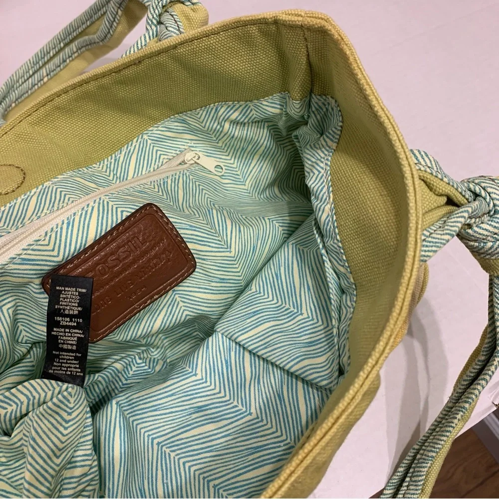 Fossil Women's Floral Canvas Tote Shoulder Bag - Yellow and Green